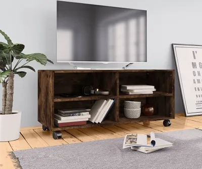 Produktbild von The Living Store TV-Schrank mit Rollen Räuchereiche 90x35x35 cm Holzwerkstoff