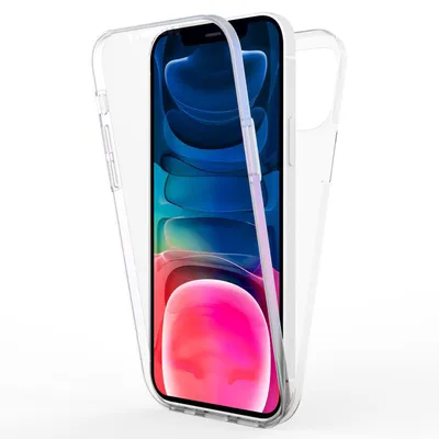 Zdjęcie produktu dla Etui ochronne NALIA Clear 360° do iPhone'a 13 Mini, pełna ochrona, przezroczyste, przezroczyste etui na telefon komórkowy z żółtym wykończeniem
