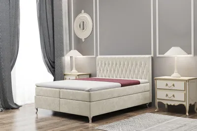 Produktbild von Boxspringbett Schlafzimmerbett ESME 180x200cm in Stoff Riviera Beige
