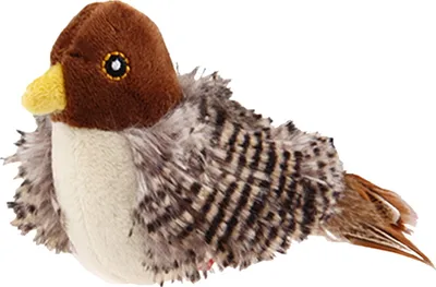 Produktbild von Interaktives Katzenspielzeug mit zwitscherndem Vogel, berührungsaktiviertes Kätzchenspielzeug, quietschendes Katzenspielzeug mit Federschwanz, Plüschvogel-Katzenspielzeug für Hauskatzen