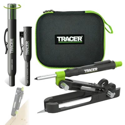 Image de Outil TRACER ProScribe avec marqueur de trous profonds Crayon, 6 x porte-mine de rechange et étui de transport