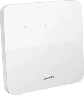 A white Huawei router is shown from a slightly elevated side angle against a white background.