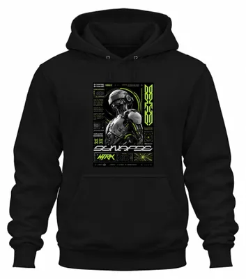 Immagine prodotto di Synapse, Mondo Cibernetico, Cyborg, Giappone, Y2K, Cyberpunk, Felpa con cappuccio, Nero, Taglia 3XL