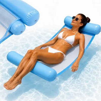 Produktbild von Aufblasbare Wasserhängematte für den Poolbereich mit Netz-Kopfstütze