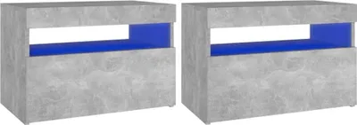 Produktbild von Nachttische mit LED-Leuchten 2 Stk. Betongrau 60x35x40 cm