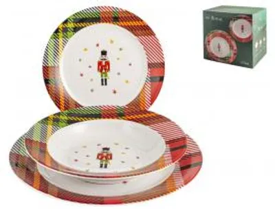 Produktbild von HOMe Serviceteller, 18-teilig, aus dekoriertem Porzellan