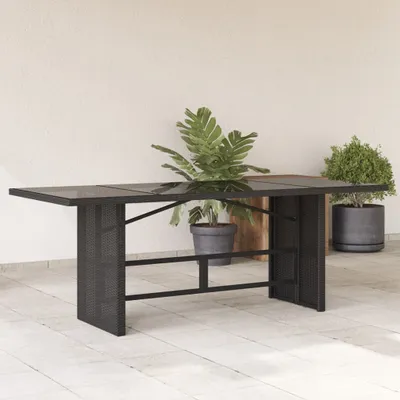 Produktbild von Möbel Gartentisch mit Glasplatte Schwarz 190x80x75 cm Poly Rattan - Balkon Tisch 365602