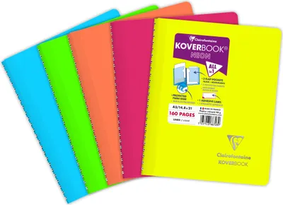 Produktbild von Clairefontaine 5x Neon Spiralbuch A5, 80 Blatt 90g, liniert Sortiert 366723C