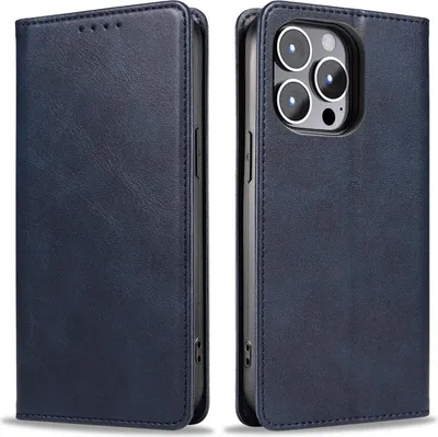 Produktbild von Handyhülle für Apple iPhone 14 Pro Max Kunstleder Flip Cover Hülle Handytasche Case Kartenfach Farbe: Blau