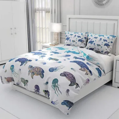 Productafbeelding van Kinderslaapset met schildpadmotief, 135x200 cm, microvezel, 2-delig