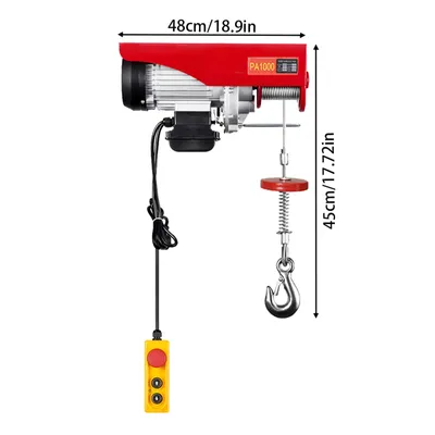 Produktbild von Elektrische Seilwinde, 1600W Leistung, 1000kg Tragfähigkeit, Rot