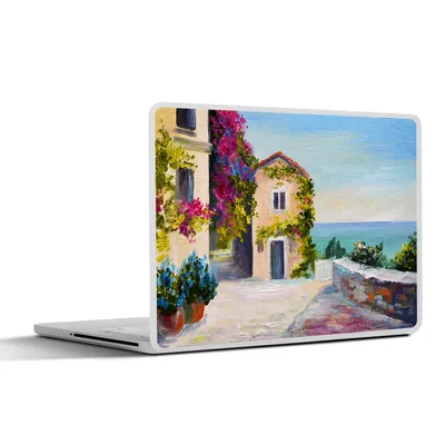 Produktbild von MuchoWow® Laptop Aufkleber Sticker Cover Malerei - Haus - Ölfarbe - Dorf 32.5x23.5 cm - Sticker für Laptop - Selbstklebend