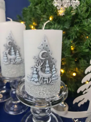 Produktbild von Adpal Rentier Nikolaus Kerze 11,5 cm LED Weiß/Grau