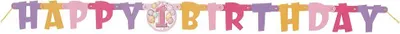 Produktbild von Buchstabengirlande Happy Birthday 1st Birthday Pink