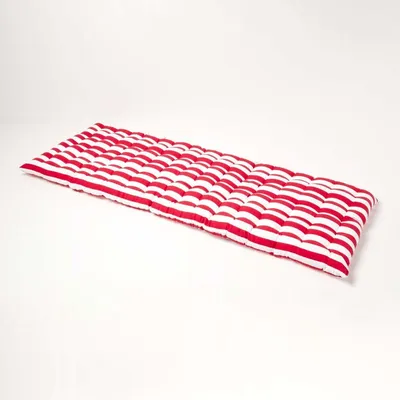 Produktbild von HOMESCAPES 3-Sitzer Bankauflage mit breiten Streifen, 100% Baumwolle, rot