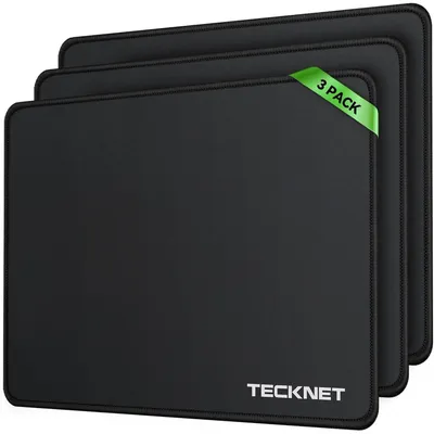 Immagine prodotto di Tappetino per mouse, confezione da 3, dimensioni 280 x 210 mm, impermeabile, ideale per il gaming, antiscivolo, base in gomma, superficie in tessuto liscia, colore nero