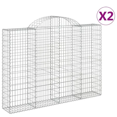 Produktbild von Gabionen mit Hochbogen 2 Stk. 200x30x140/160cm Verzinktes Eisen
