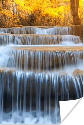 Produktbild von MuchoWow® Poster Wasserfall - Natur - Bäume - Herbst - Landschaft 120x180 cm - Kunstposter