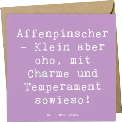 Produktbild von Mr. & Mrs. Panda Glückwunschkarte Spruch Affenpinscher Charme - Lavendeltraum - Geschenk, kleiner Hund, Hundeliebhaber, Hunde Sprüche, doppelkarte, Klappkarte, Grußkarte