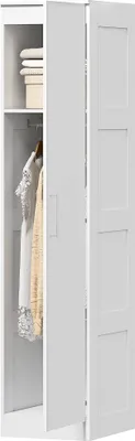 Produktbild von Kleiderschrank Mehrzweckschrank mit Kleiderstange, Regal, Soft-Close-Tür 40 x 52 x 180 cm Weiß