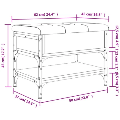 Produktbild von vidaXL Schuhbank Grau Sonoma 62x42x45 cm Holzwerkstoff