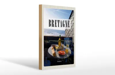 Produktbild von Holzschild Reise 20x30cm Bretagne Drance Urlaub Frühstück