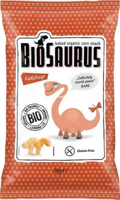 Obrázok produktu pre Kukuričné lupienky Kečup bezlepkový dinosaurus50 g BioSaurus
