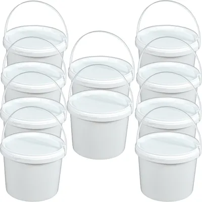 Produktbild von Eimer Deckel lebensmittelecht 3,3 L Liter leer weiß Henkel Kunststoff, Set: 10 Stk.