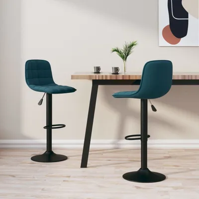 Produktbild von Möbel Barhocker 2 Stk. Blau Samt - Barstuhl 333995