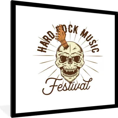 Produktbild von MuchoWow® MuchoWow® Gerahmtes Poster Vintage - Totenkopf - Gitarre 40x40 cm - Poster mit zchwarzem Bilderrahmen - Mit Rahmen - Wanddekoration Schlafzimmer