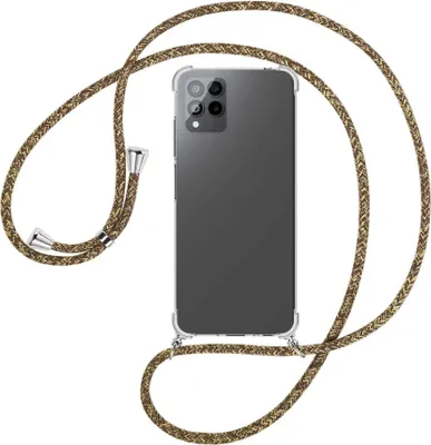 Produktbild von Handykette Backcover-Schutzhülle mit Band (Metall silberfarben) für Telekom T Phone Pro, T-Mobile Revvl 6 PRO 5G - braun+beige