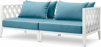 Produktbild von Casa Padrino Luxus Garten Sofa Weiß / Hellblau 186 cm - Outdoor Garten Möbel