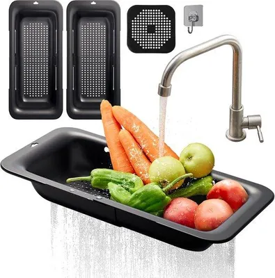 Productafbeelding van Set van 2 Uitschuifbare Afdruiprekken voor Spoelbak, 34-48 cm