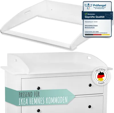 Produktbild von WOLKENGLÜCK Wickelaufsatz für IKEA Hemnes Kommode 88x75x13cm