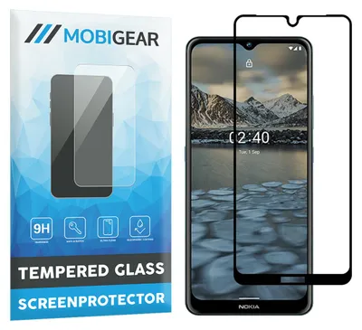Produktbild von Mobigear Premium Displayschutz für Nokia 2.4, gehärtetes Panzerglas – Displayschutzfolie – Kompatibel mit Hüllen – Schwarz