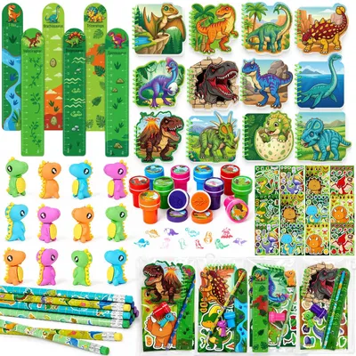 Imagen del producto de Set de material escolar para niños, con temática de dinosaurios, 1 unidad, ideal para cumpleaños