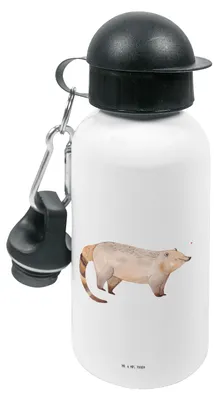 Produktbild von Mr. & Mrs. Panda Trinkflasche Nasenbär - Weiß - Geschenk, Bär, Kinder, Tiere, Kindergarten, für den, Rüsselbär, Wasserflasche, Kinderflasche, Nasenbären