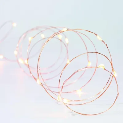Lichterkette 2 m Kupferdraht, kaltweiß, für Dekoration