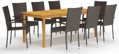 Image de Maison Exclusive - Ensemble de salon de jardin 9 pièces, marron