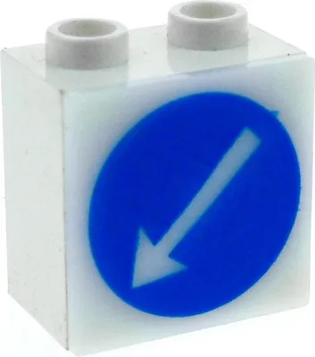 Produktbild von 1x Lego Elektrik Lichtstein Gehäuse weiß 2x2 bedruckt blau Pfeil 2384pb06 2383c06