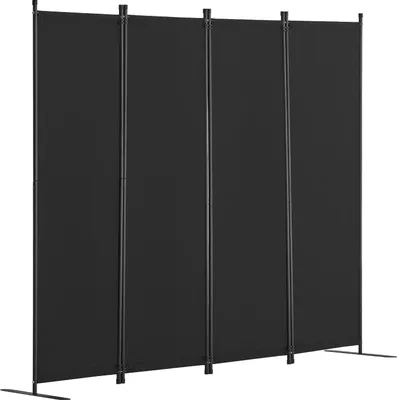 Zdjęcie produktu dla Parawan pokojowy 4-panelowy 228x172cm składany tkanina wolnostojący czarny