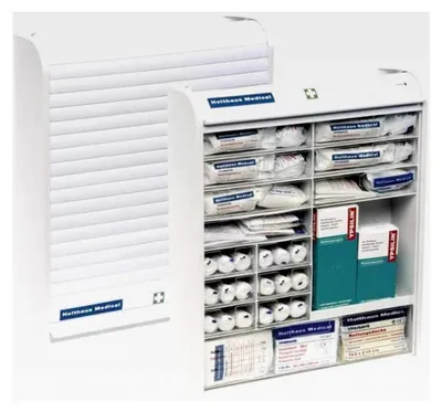 Produktbild von Verbandschrank Rollmed Betriebsverbandkasten mit Fächern, 48x42x10cm, leer