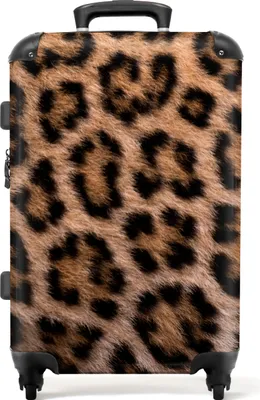Produktbild von NoBoringSuitcases.com® Großer Koffer - Panther Druck - Tiere - Braun - Kombinationsschloss TSA - Hartschalen Trolley 4 Rollen - 72 liter - Reisekoffer - 66 cmKoffer Mittelgroß 67x43x25 cm, 72L,