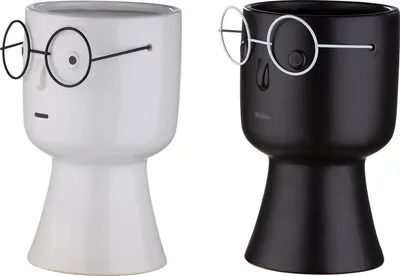 Produktbild von Gilde Übertopf, "Face", Gesichtsmotiv, Keramik, schwarz, weiß, H. 21 cm, D. 13 cm 28614 4063387286142 2 Stück (2-fach sortiert)