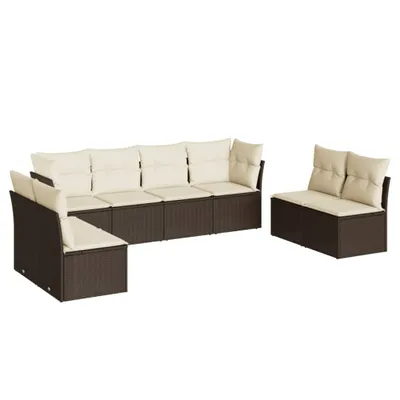 Produktbild von 8-tlg. Garten-Sofagarnitur mit Kissen Braun Poly Rattan
