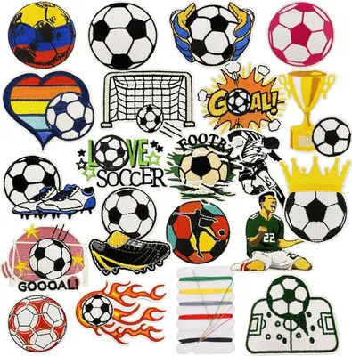 Produktbild von Fußballpatches, 20 Stück, bestickte Aufnäher, zum Aufbügeln oder Nähen, für Kleidung