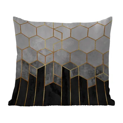 Obrázek produktu pro MuchoWow® Vnější polštář - Zlato - Šestiúhelník - Elegantní - Vzory - -50x50 cm- Odolnost proti povětrnostním vlivům - polštář do obývacího
