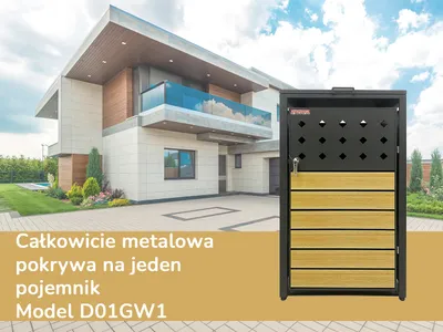 Zdjęcie produktu dla Wiata śmietnikowa D01GW1, metalowa pokrywa, nowoczesna, antracyt/brąz
