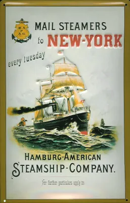 Produktbild von Blechschild Hapag Mail Steamer Dampfsegelschiff Dampfer Schiff Schild Nostalgieschild