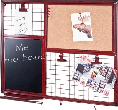 Produktbild von HAKU Wandorganizer Memoboard Schreibtafel rot - Kork, Metall, B/H/T: 65x57x6 cm